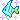 pixel art of a blue angelfish swimming surrounded by blue glitter.
