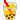 pixel art of an orange boba drink. there is a red straw stirring the black boba balls around.