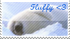stamp of a baby seal with text that reads 'fluffy' with a heart.