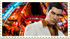 red stamp featuring kazuma kiryu from the yakuza video game series.