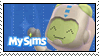 stamp of the character tobor with the mysims game logo.