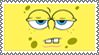 yellow stamp of spongebob close-up. it cycles through various facial expressions of his.