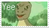 stamp of the meme picture of the green dinosaur saying yee.